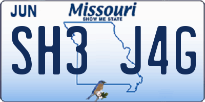 MO license plate SH3J4G