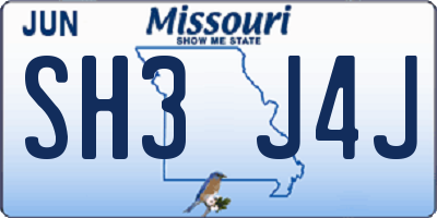 MO license plate SH3J4J