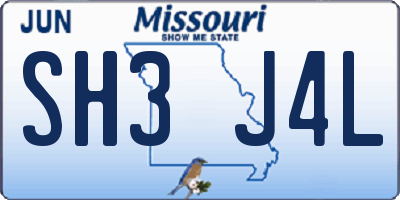 MO license plate SH3J4L