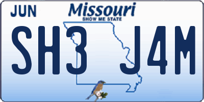 MO license plate SH3J4M