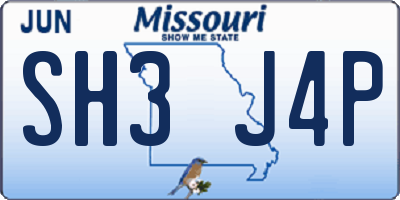 MO license plate SH3J4P
