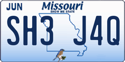 MO license plate SH3J4Q