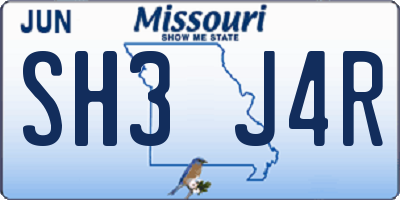 MO license plate SH3J4R