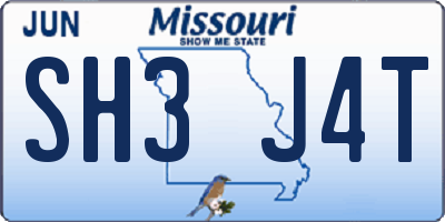 MO license plate SH3J4T