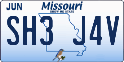 MO license plate SH3J4V