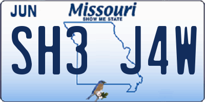 MO license plate SH3J4W