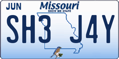 MO license plate SH3J4Y