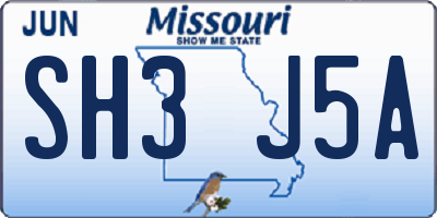 MO license plate SH3J5A