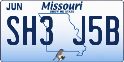 MO license plate SH3J5B