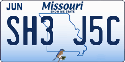 MO license plate SH3J5C