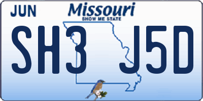 MO license plate SH3J5D