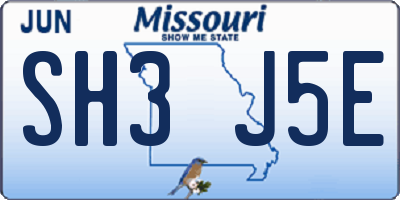 MO license plate SH3J5E