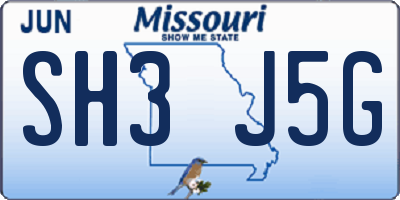MO license plate SH3J5G