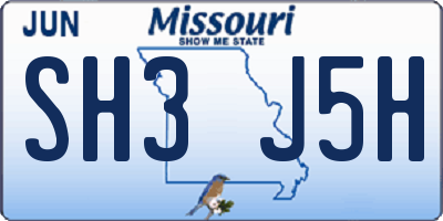 MO license plate SH3J5H