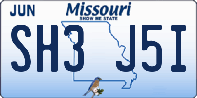 MO license plate SH3J5I