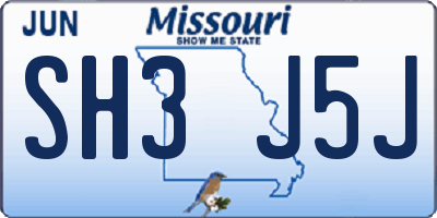 MO license plate SH3J5J