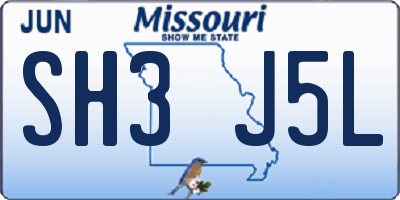 MO license plate SH3J5L