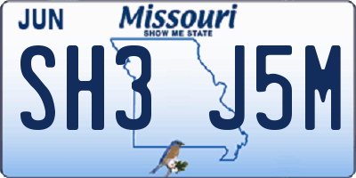 MO license plate SH3J5M