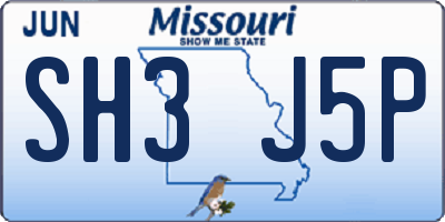 MO license plate SH3J5P