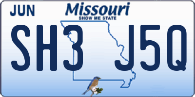 MO license plate SH3J5Q