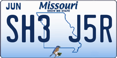 MO license plate SH3J5R