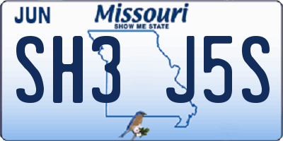MO license plate SH3J5S