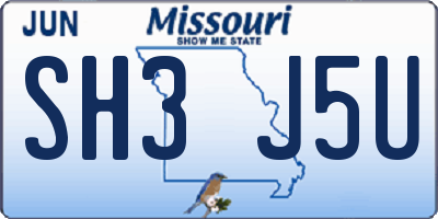 MO license plate SH3J5U