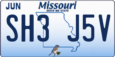 MO license plate SH3J5V