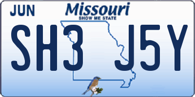 MO license plate SH3J5Y