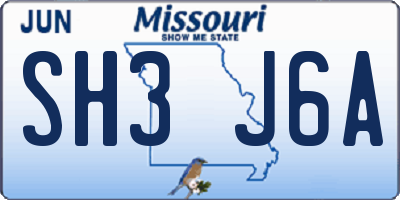 MO license plate SH3J6A