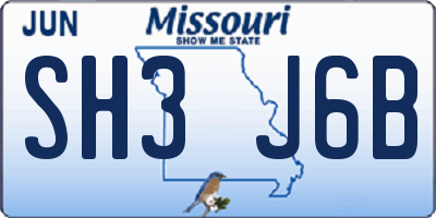 MO license plate SH3J6B