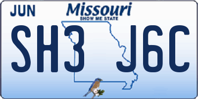 MO license plate SH3J6C