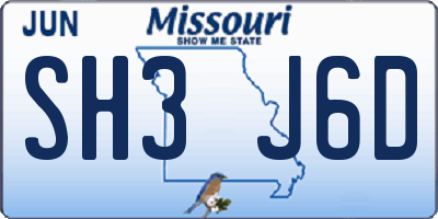 MO license plate SH3J6D