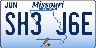 MO license plate SH3J6E