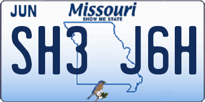 MO license plate SH3J6H
