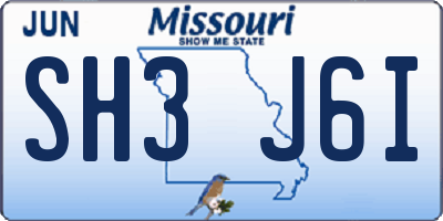 MO license plate SH3J6I