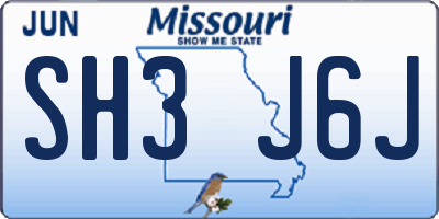 MO license plate SH3J6J