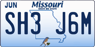 MO license plate SH3J6M