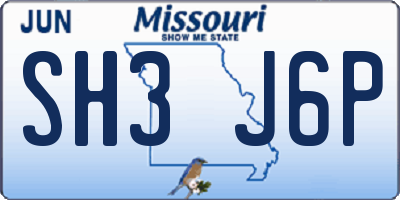 MO license plate SH3J6P