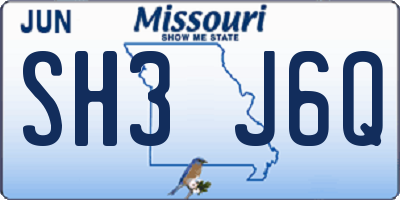 MO license plate SH3J6Q