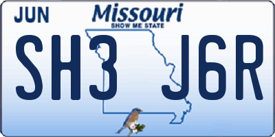 MO license plate SH3J6R