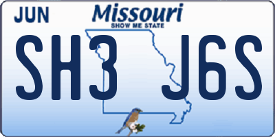 MO license plate SH3J6S