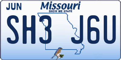 MO license plate SH3J6U