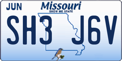 MO license plate SH3J6V