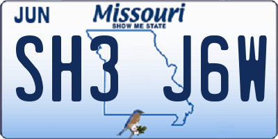 MO license plate SH3J6W