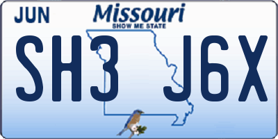 MO license plate SH3J6X