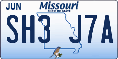 MO license plate SH3J7A