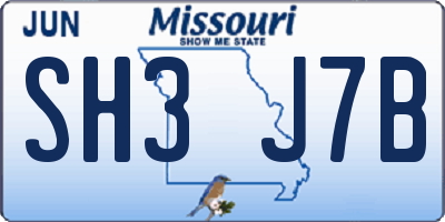 MO license plate SH3J7B