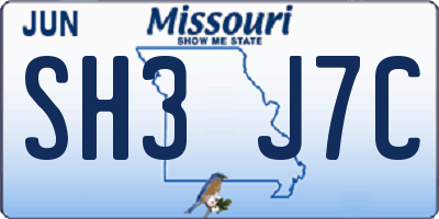 MO license plate SH3J7C