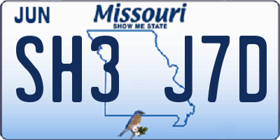 MO license plate SH3J7D